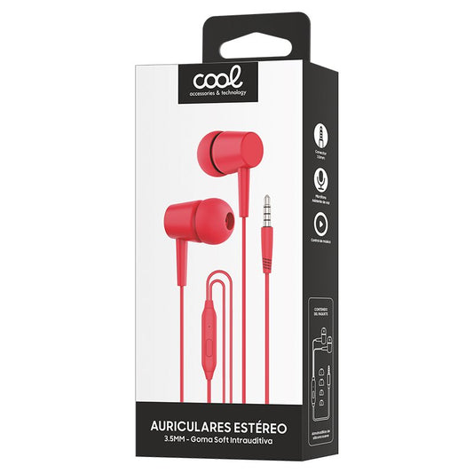 Auscultadores 3,5 mm COOL Bear Stereo com Microfone Vermelho