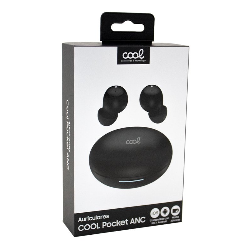 Auscultadores estéreo Bluetooth ANC COOL Pocket Preto