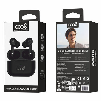 Auscultadores estéreo Bluetooth COOL Chester Preto