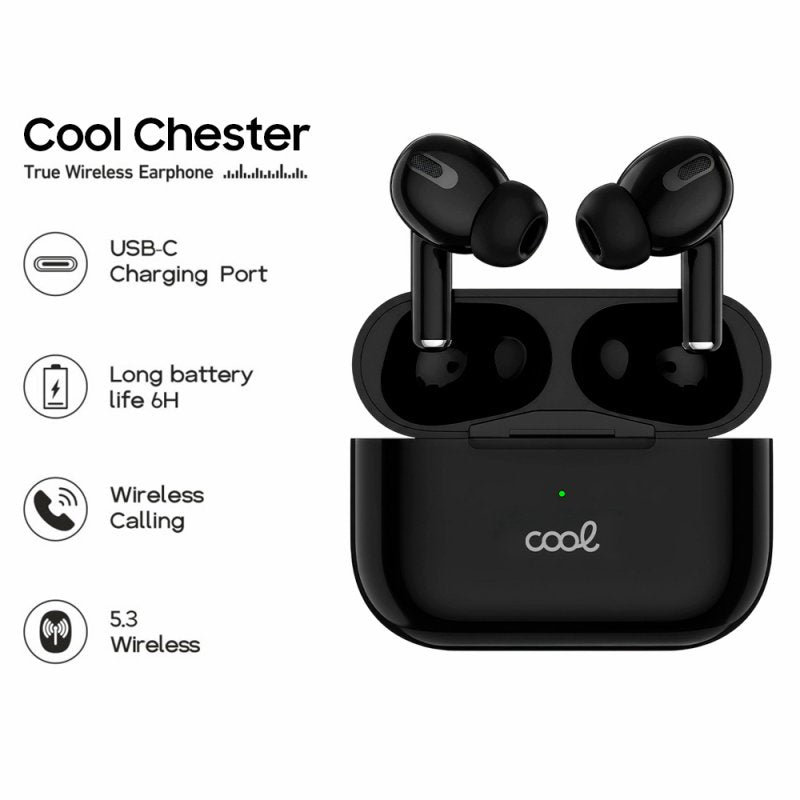 Auscultadores estéreo Bluetooth COOL Chester Preto