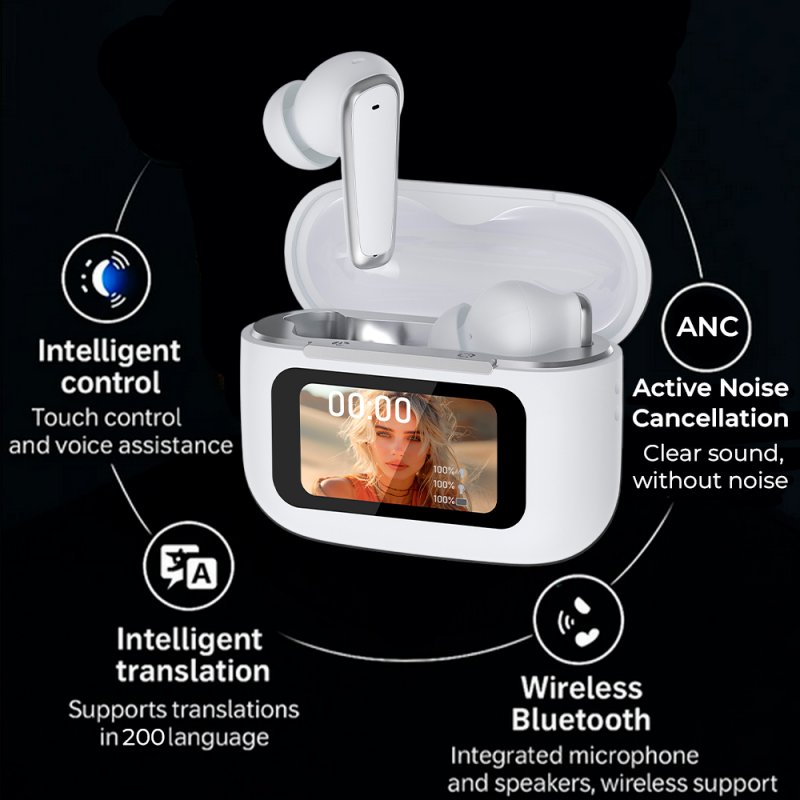 Auscultadores Estéreo Bluetooth TWS COOL Iria AI (ANC, Tradução, IA) Branco