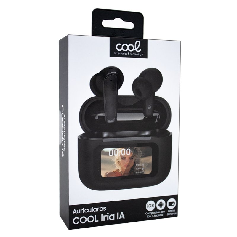 Auscultadores Estéreo Bluetooth TWS COOL Iria AI (ANC, Tradução, IA) Preto