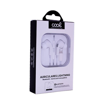Auscultadores estéreo COOL brancos com micro para iPhone - Elásticos IN-EAR (Bluetooth Lightning)