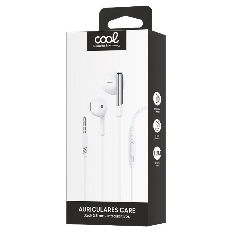 Auscultadores Estéreo COOL Care de 3,5 mm com Microfone Branco