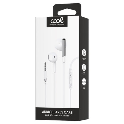 Auscultadores Estéreo COOL Care de 3,5 mm com Microfone Branco