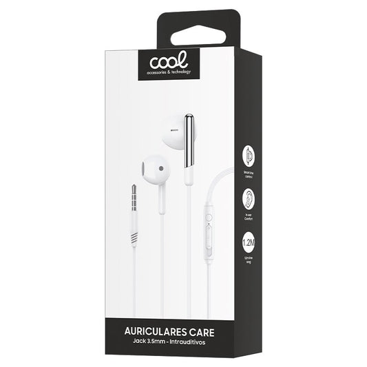 Auscultadores Estéreo COOL Care de 3,5 mm com Microfone Branco