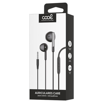 Auscultadores Estéreo COOL Care de 3,5 mm com Microfone Preto