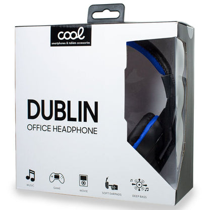 Auscultadores estéreo COOL Dublin Office com microfone (preto-azul)