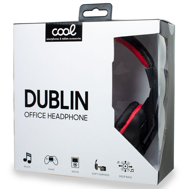 Auscultadores estéreo COOL Dublin Office com microfone (preto-vermelho)