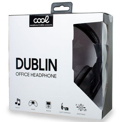 Auscultadores estéreo COOL Dublin Office com microfone preto
