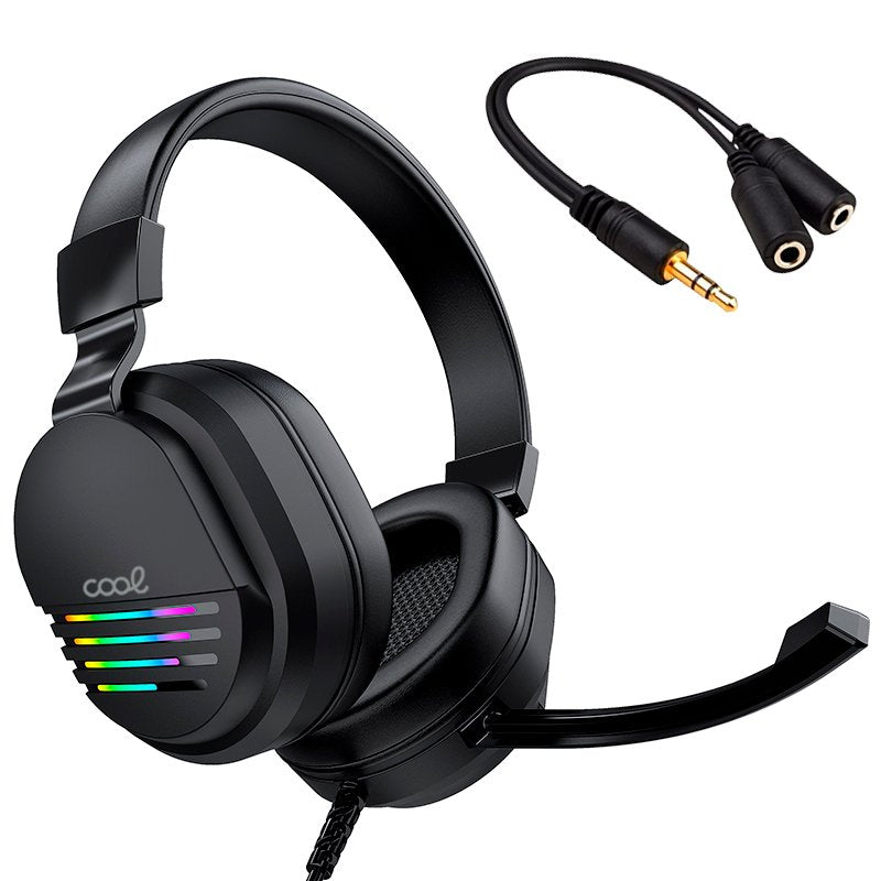 Auscultadores estéreo Gaming COOL Nitro RGB Lighting + Adapt. Áudio de 3,5 mm incluído