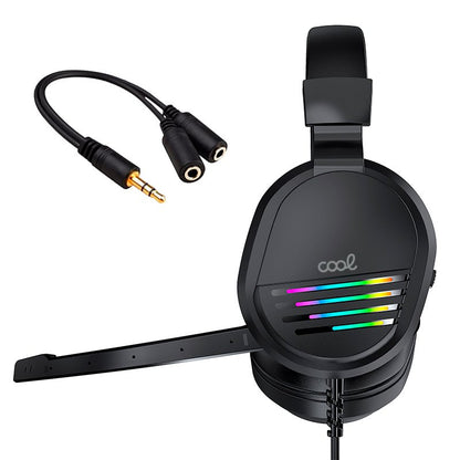 Auscultadores estéreo Gaming COOL Nitro RGB Lighting + Adapt. Áudio de 3,5 mm incluído