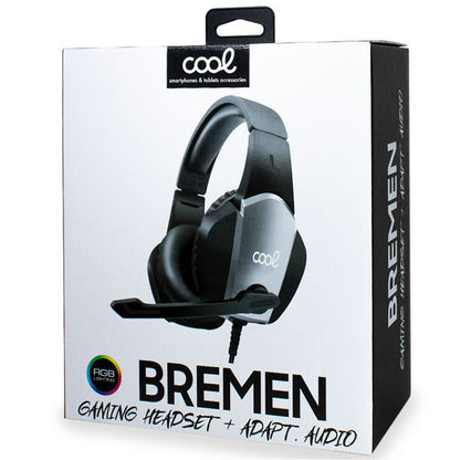 Auscultadores estéreo PC / PS4 / PS5 / Xbox Gaming COOL Bremen Lighting + Adapt. Áudio