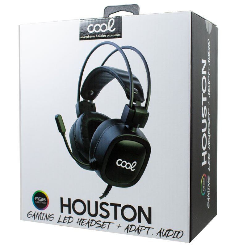 Auscultadores estéreo PC / PS4 / PS5 / Xbox Gaming COOL Houston Lighting + Adapt. Áudio