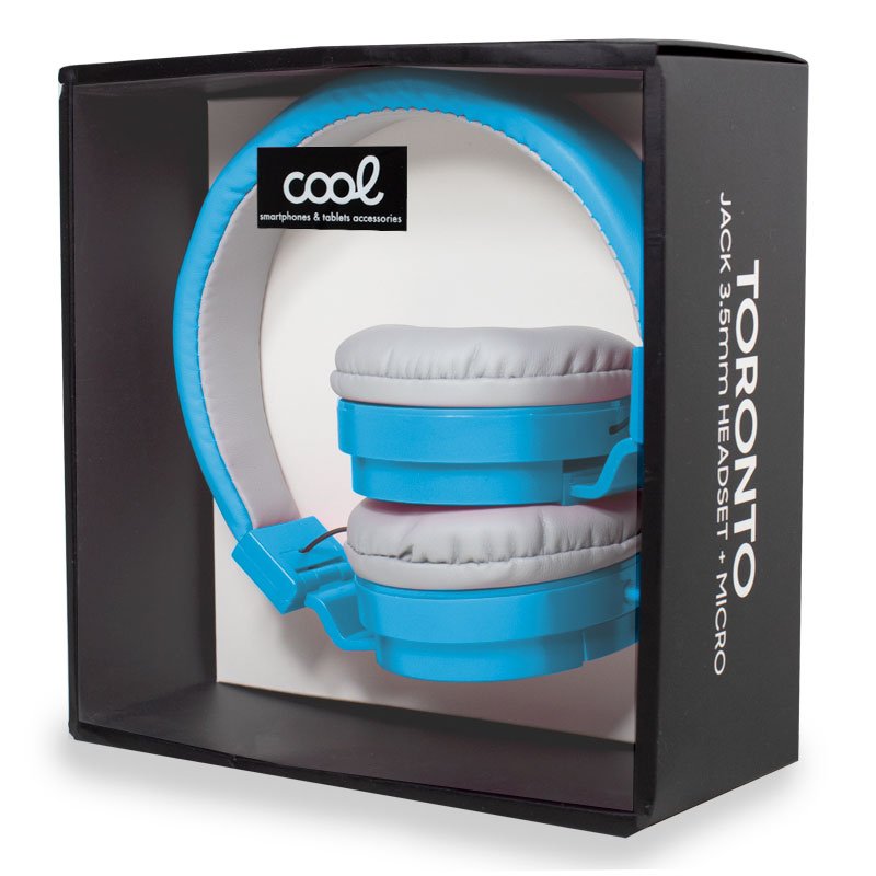 Auscultadores Jack COOL de 3,5 mm Toronto Fones de ouvido com micro azul