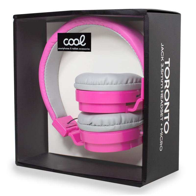 Auscultadores Jack COOL de 3,5 mm Toronto Fones de ouvido com micro rosa