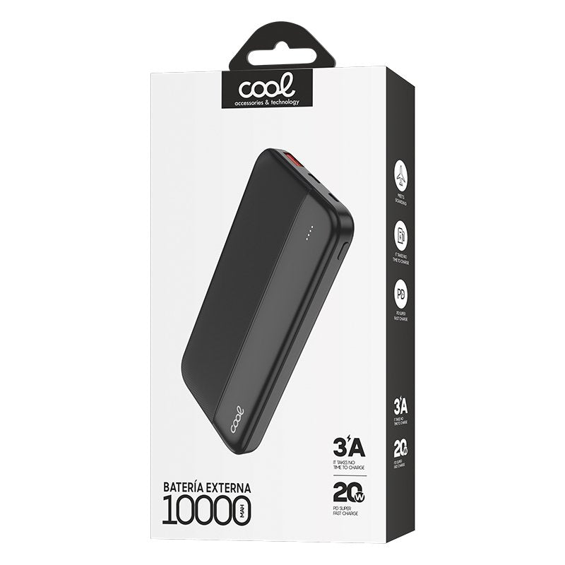 Banco de alimentação de bateria externa universal 10.000 mAh 20w COOL Preto