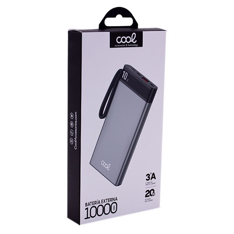 Banco de alimentação de bateria externa universal 10.000 mAh COOL (3A / 20W PD) Prata