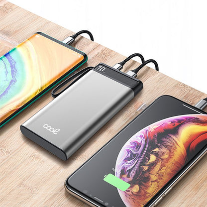 Banco de alimentação de bateria externa universal 10.000 mAh COOL (3A / 20W PD) Prata