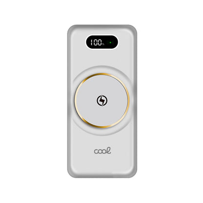 Banco de alimentação de bateria externa universal 10.000 mAh + carregamento sem fio Qi (4 conexões) Branco