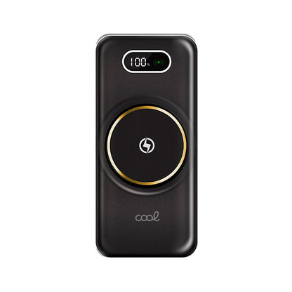 Banco de alimentação de bateria externa universal 10.000 mAh + carregamento sem fio Qi (4 conexões) Preto