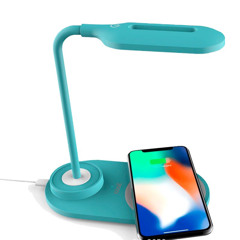 Lâmpada LED + Qi COOL Base de carregamento sem fio Celeste