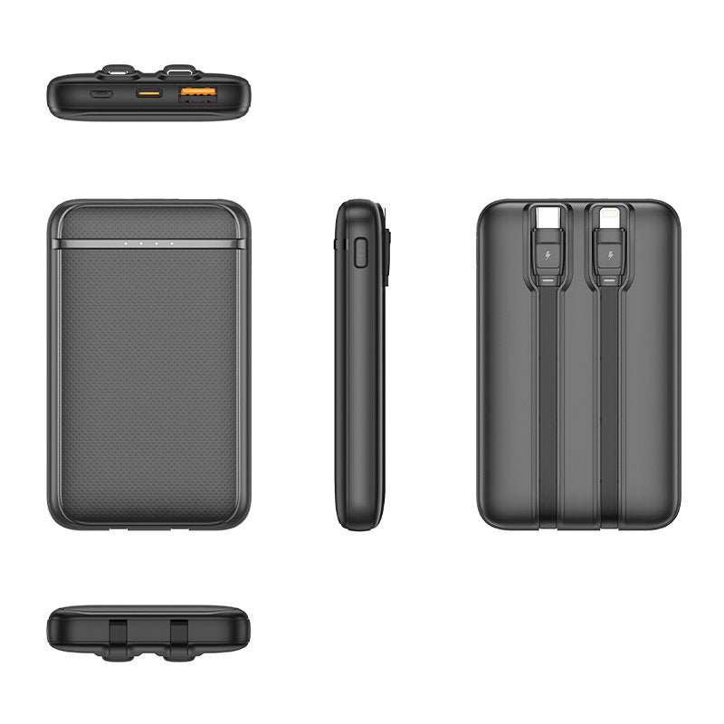 Bateria Externa Power Bank 5000 mAh COOL (2 Cabos: TYPE C / Lightning) Preto