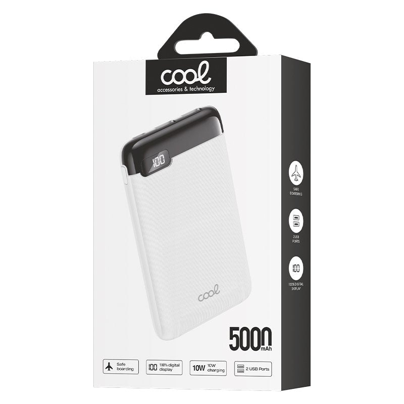Bateria Externa Power Bank 5000 mAh Display COOL 10W Branco