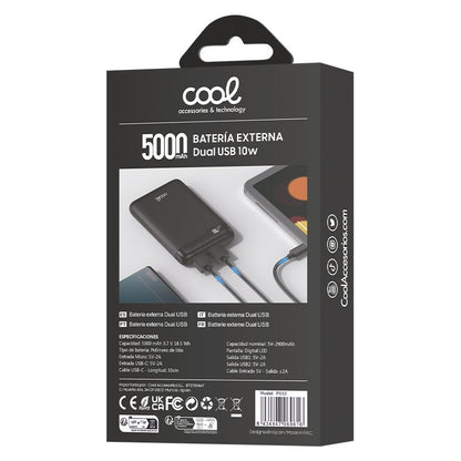 Bateria Externa Power Bank 5000 mAh Display COOL 10W Preto