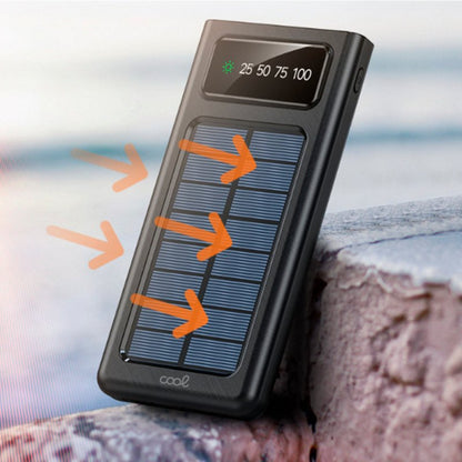 Bateria Externa Power Bank Universal 10.000 mAh + Painel Solar COOL (4 Conexões) Preto