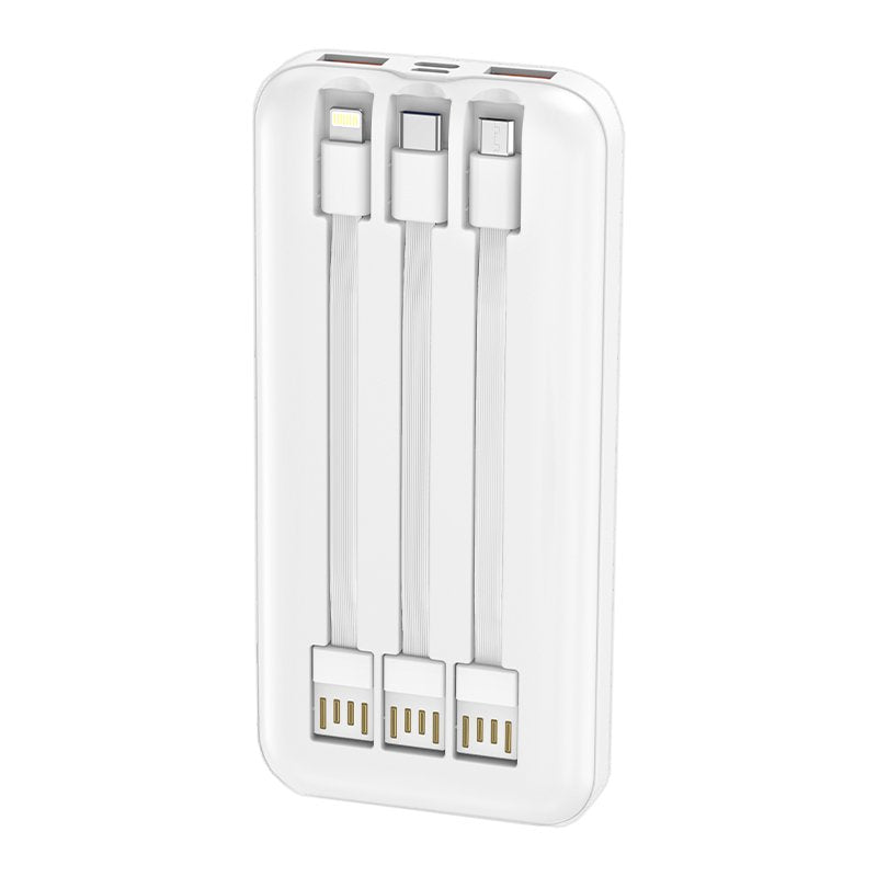 Bateria Externa Universal Power Bank 10.000 mAh + Carregamento Rápido 22,5W - 3A (3 conexões) Branco