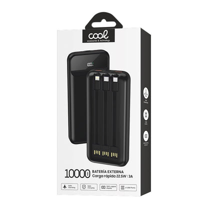 Bateria Externa Universal Power Bank 10.000 mAh + Carregamento Rápido 22,5W - 3A (3 conexões) Preto