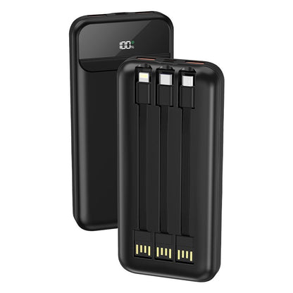 Bateria Externa Universal Power Bank 10.000 mAh + Carregamento Rápido 22,5W - 3A (3 conexões) Preto