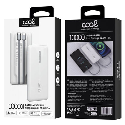 Bateria Externa Universal Power Bank 10.000 mAh PD 22,5W (2 conexões) Branco