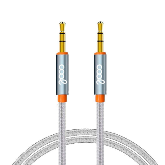 Cabo Jack 3,5 mm para Jack 3,5 mm COOL Áudio-Áudio Nylon Prata (1m)
