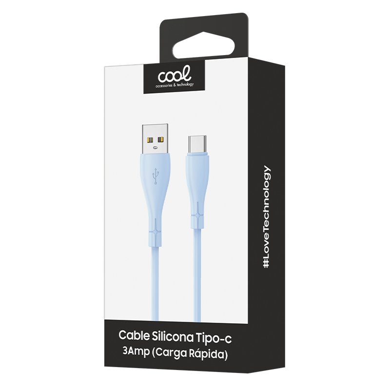 Cabo USB COOL Silicone Universal Tipo C Azul Céu (1 metro)