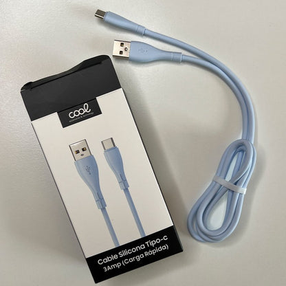 Cabo USB COOL Silicone Universal Tipo C Azul Céu (1 metro)