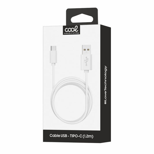 Cabo USB universal COOL compatível TYPE-C (1,2 metros) Branco 2,4 Amp