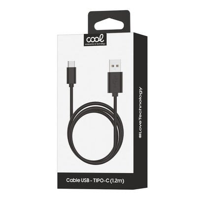 Cabo USB universal COOL compatível TYPE-C (1,2 metros) Preto 2,4 Amp