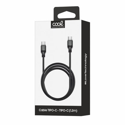 Cabo USB universal COOL compatível TYPE-C a TYPE-C (1 metro) Preto 3 Amp