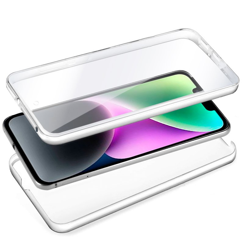 Capa COOL de Silicone 3D para iPhone 14 (frente e verso transparentes)