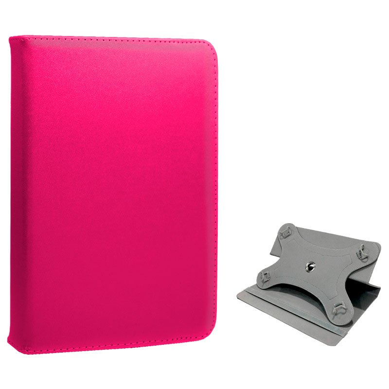 Capa COOL Ebook / Tablet 7 poleg. Couro Sintético Rosa Rotativa