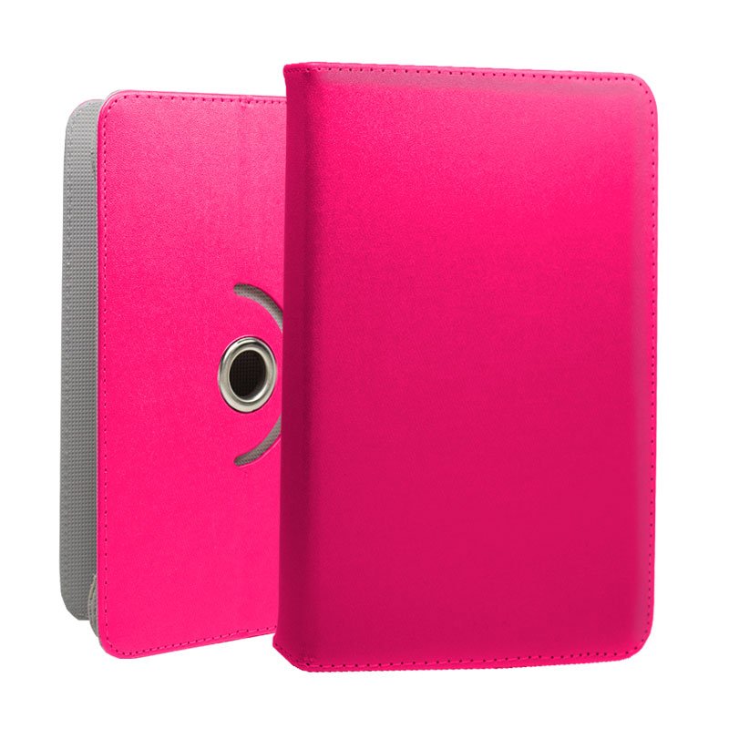Capa COOL Ebook / Tablet 7 poleg. Couro Sintético Rosa Rotativa