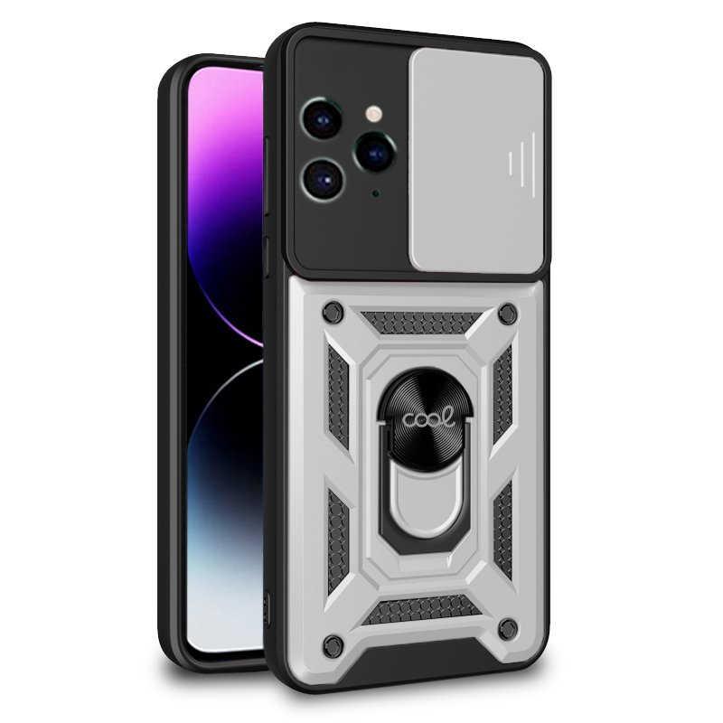 Capa COOL para iPhone 14 Pro Max Hard Ring Prata