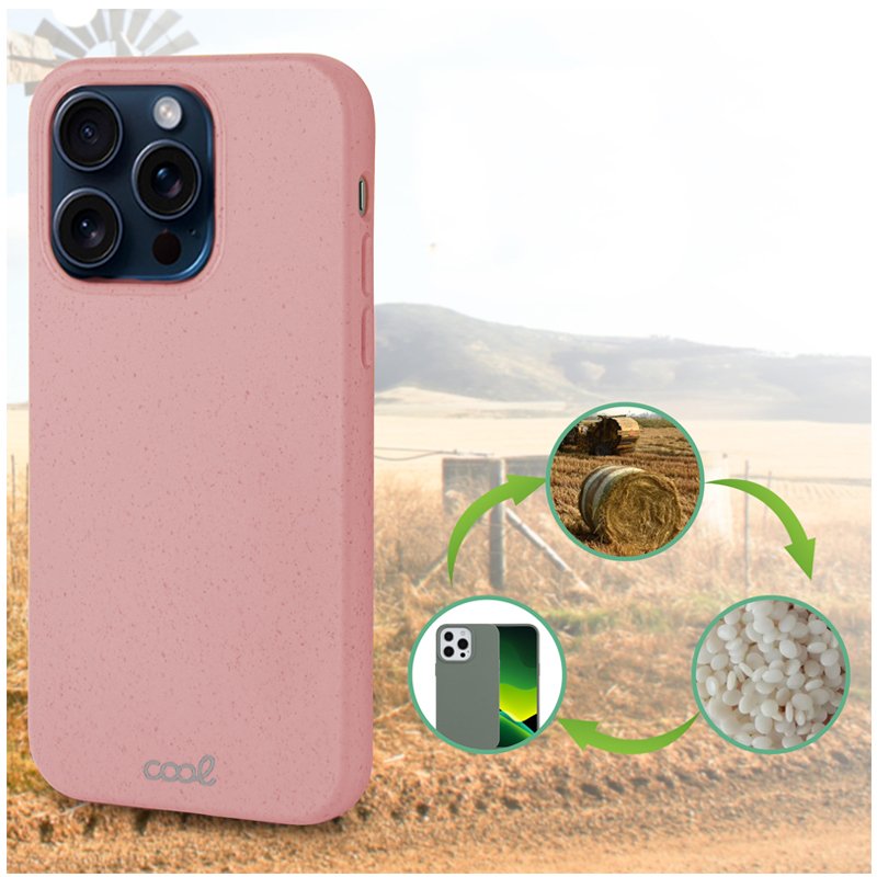 Capa COOL para iPhone 15 Pro Eco Biodegradável Rosa