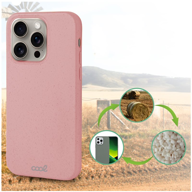 Capa COOL para iPhone 15 Pro Max Eco Biodegradável Rosa