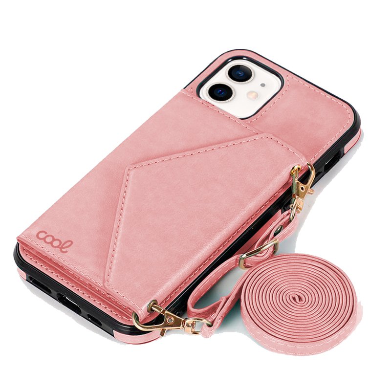 Capa COOL para iPhone 12 Mini Pingente Carteira Rosa
