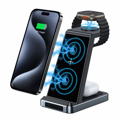 Carregador Base Dock Qi Sem Fio 3 em 1 COOL Preto