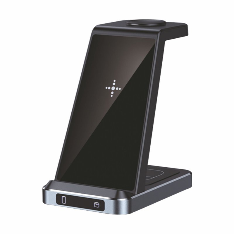 Carregador Base Dock Qi Sem Fio 3 em 1 COOL Preto