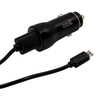 Carregador de carro Cabo MicroUsb (2 x USB) COOL 2.4A Kit 2 em 1 Preto